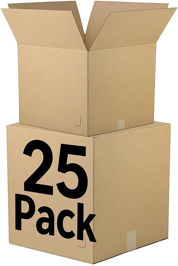 The Boxery 12"x12"x12" Brown Kraft Corrugated Shipping Boxes | 25-Pack - Durable, Eco-Friendly & Recyclable