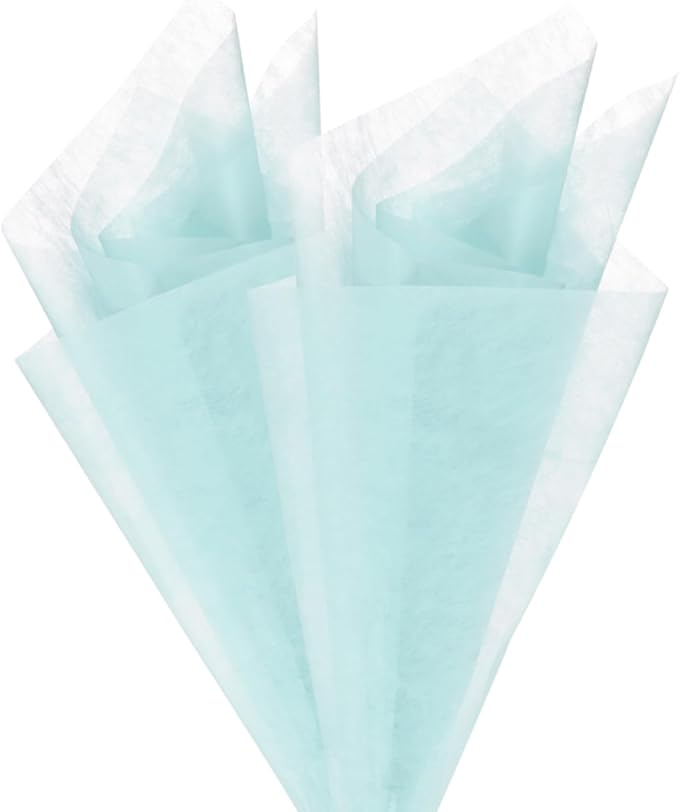 M METERXITY 152-Sheet Korean Cotton Wrapping Flower Paper, 11.8 Inch/ 30cm Waterproof Floral Wrapping Cotton Paper for Bouquets/Gift Packaging [Sky Blue]