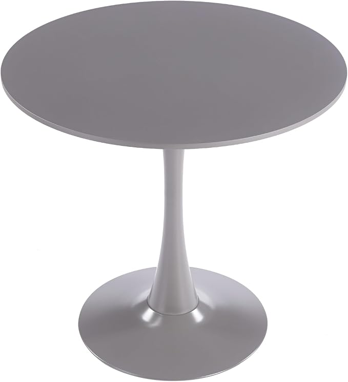 31.5" Tulip Table for 2-4 Persons Modern Round Dining Room Table, Mid-Century Modern Grey Small Kitchen Table with MDF Wooden Top, Leisure Coffee Table for Living Room, Dining Room, Office