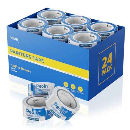 Blue Painters Tape 2 Inch Wide Bulk, 24 Roll Painting Tape Blue Masking Tape for Painting Wall DIY Edge, Paint 1.88 Inch 55 Yards X 24 Rolls 1320 Total Yards