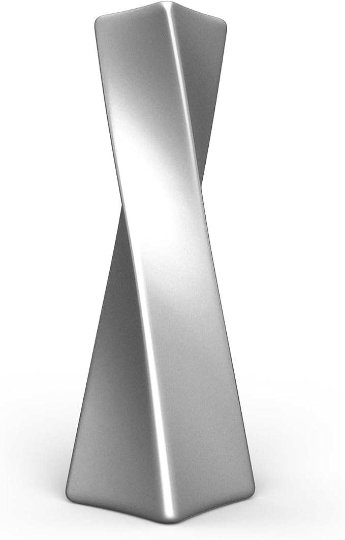 Silver Ceramic Geometric Vase, 11.8" H, Modern Decorative Vase for Home Decor