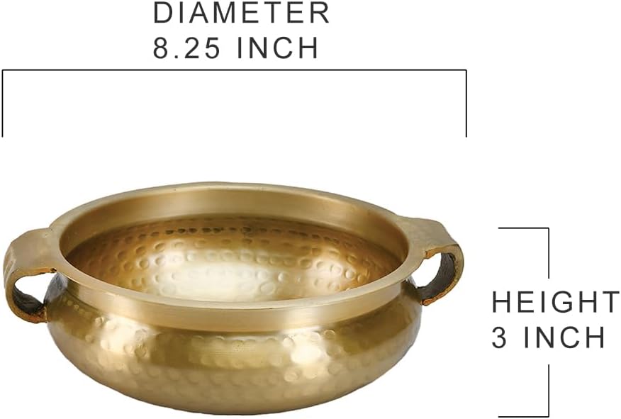 Serene Spaces Living Gold Handi Bowl: Hammered Texture, Decor for Living Rooms, Entryways, Restaurants, Indian Wedding. Table Centerpiece in Aluminum or Brass, Aluminum, 3" Tall & 8.25" Dia