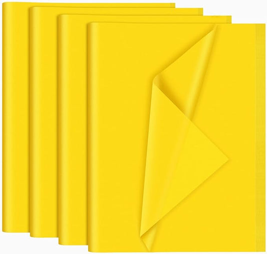 NEBURORA 120 Sheets Yellow Tissue Paper - 14 x 20 Inches Wrapping Tissue Paper Bulk - Yellow Wrap Paper Sheets for Gift Bags, Packaging, Floral Filler, Birthday, Baby Shower, Sunflower Decor