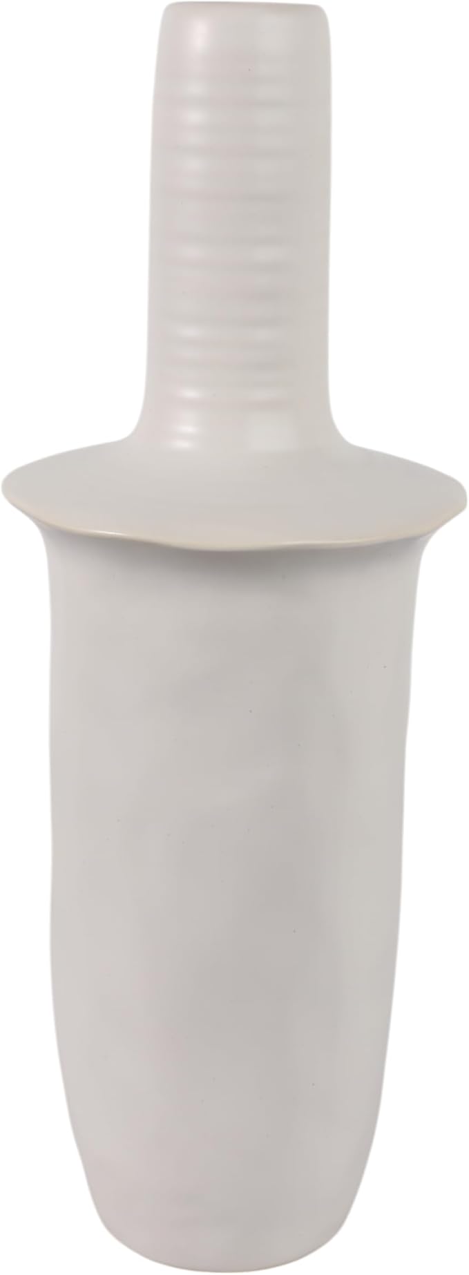 Ceramic Flower Vase for Living Room Decor – Elegant Tall Home and Office Vase with Unique Flared Top Perfect for Fresh Florals – A Modern Centerpiece for House, Bedroom, and Tabletop – 19" Ivory