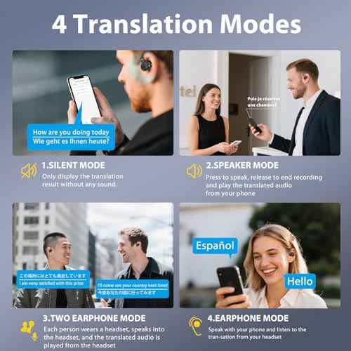 AI Translation Earbuds Real Time, Language Translator Earbuds, 144 Languages & Accents, OWS 3-in-1 Open Ear Wireless Bluetooth Earbuds with Charging Case for Travel, Business & Learning