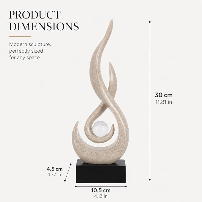 Modern Abstract Art Table Decoration,Resin Flame Statue Modern Centerpiece Ornaments for Living Room Great Gift Idea Home Decor,Collectibles (Grey)