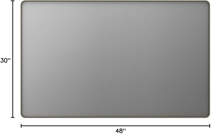 LOAAO 48”X30” Bronze Bathroom Mirrors for Vanity, Rounded Rectangle Brushed Bronze Metal Frame Mirror, Anti-Rust, Tempered Glass, Hangs Horizontally or Vertically