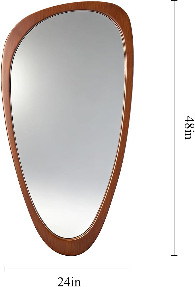 Ferytange Asymmetrical Full Length Mirror, 48" H x 24" W Irregular Boho Decorative Wall Mirror, Mid Century Modern Wall Art for Living Room Bedroom Entryway Hall