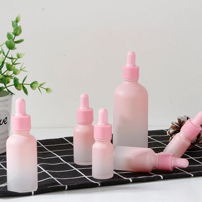 3Pcs Small Glass Thick Dropper Bottles 1oz Empty Pink Glass Pipette Bottles Essential Oil Eye Dropper Bottle with Caps for Essential Oils, Perfume,Aromatherapy, Cosmetic Travel Liquids