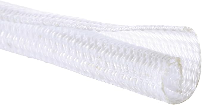 3/4"-25ft Braided Cable Sleeve Protector - Self-Wrapping Split Wire Loom for Home Theater, Pet-Proof Cord Organizer, Heat-Resistant, White