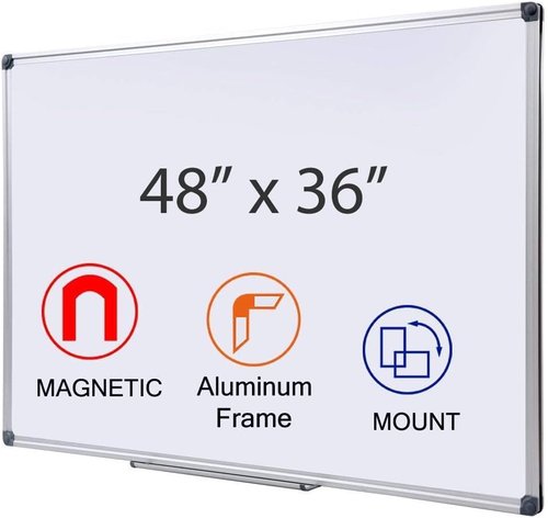 Magnetic Whiteboard by [Brand Name] - 48 x 36 Inches Anti-Ghosting Dry Erase Board with Aluminum Frame for Home Office & Classroom
