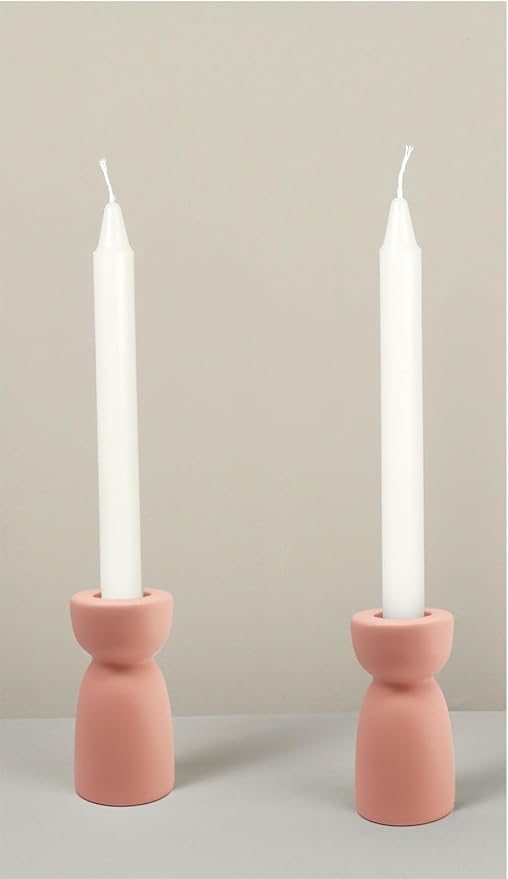 Candlestick Holders, Ceramic Pink Taper Candle Holder Candlelight Stand Candleholder, Modern Boho Candle Holders for Desktop Table Setting Dining Bathroom Wedding Decoration,2 Pack