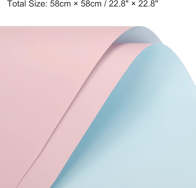 MECCANIXITY 10 Pcs Double Sided Color Flower Wrapping Paper Light Pink+Light Blue 22.8"x22.8" Waterproof for Florist Bouquet Supplies, DIY Crafts, Gift Box Packaging
