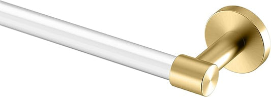Gatco 5730 Clarion 24" Bathroom Towel Bar, Brushed Brass, Wall-Mounted Towel Rack, Crystal-Clear Acrylic Modern Bathroom Accessory