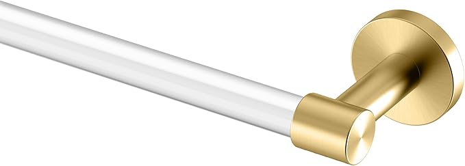 Gatco 5731 Clarion Towel Bar | 18" L Bathroom Towel Rack, Wall Mount Bathroom Towel Holder | Crystal-Clear Acrylic & Brushed Brass Finish