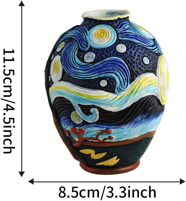 Starry Night Vase Plant Pot,Van Gogh Inspired Resin Flower Pot - Abstract Rainbow Planter with Artistic Brushstroke Design Stylish Art Flower Pot Unique Home Decor for Plants (2pcs)