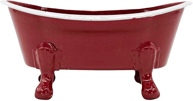 Foreside Home and Garden Red Enamel Bathtub Soap Dish Planter Metal by Foreside Home & Garden