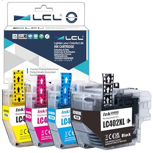 LCL LC402 LC402XL High Yield Ink Cartridge Replacement for Brother LC402XLBK LC402XLC LC402XLM LC402XLY for MFC-J5340DW MFC-J6540DW MFC-J6740DW MFC-J6940DW Printer(4-Pack KCMY)