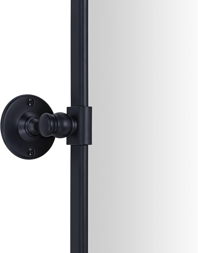 TEHOME Pivot Mirror for Bathroom Matt Black Tilt Beveled Mirror Rectangle Bathroom Mirror Pivoting Metal Framed Vanity Mirrors for Wall, Vertical, Overall 22.91 x 24 inches (Mirrror 19 x 24 inches)