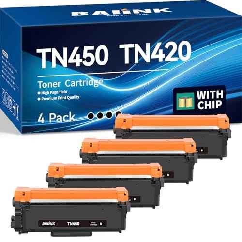 Compatible TN450 TN420 Toner Cartridge Replacement for Brother TN450 TN-450 TN420 TN-420 Compatible with HL-2270DW HL-2280DW HL-2230 MFC-7360N MFC-7860DW DCP-7065DN Intellifax 2840 2940 Printer