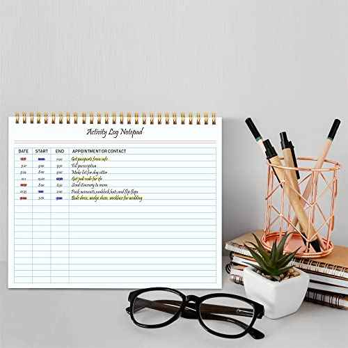 Activity Log Notepad, Spiral Activity Log Book for Business Work with Checklist, Organized Time Spending, Appointment or Contact. 8.5 x 11 Inch,Thick Paper, Hard Backing(2 pieces)