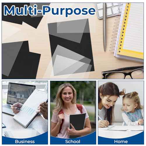 60 Pack 8.5x11 Inches Binding Covers and Backs Set, Letter Size Quality Un-Punched Report Covers, 30 Pcs 10mil Clear Binding Covers 30 Pcs 12mil Black Plastic Covers for Home Office School