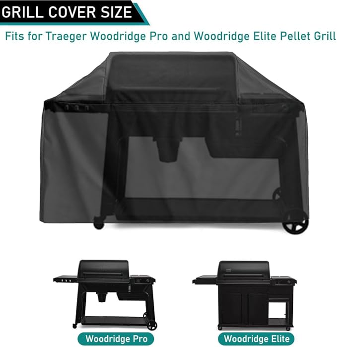 ZJYWSCH Grill Cover for Traeger Woodridge Pro/Plus & Woodridge Elite Wood Pellet Grill Smoker Outdoor Waterproof for Traeger TFB97JLH TFC97XLH Full Length Cover BAC776 Heavy Duty