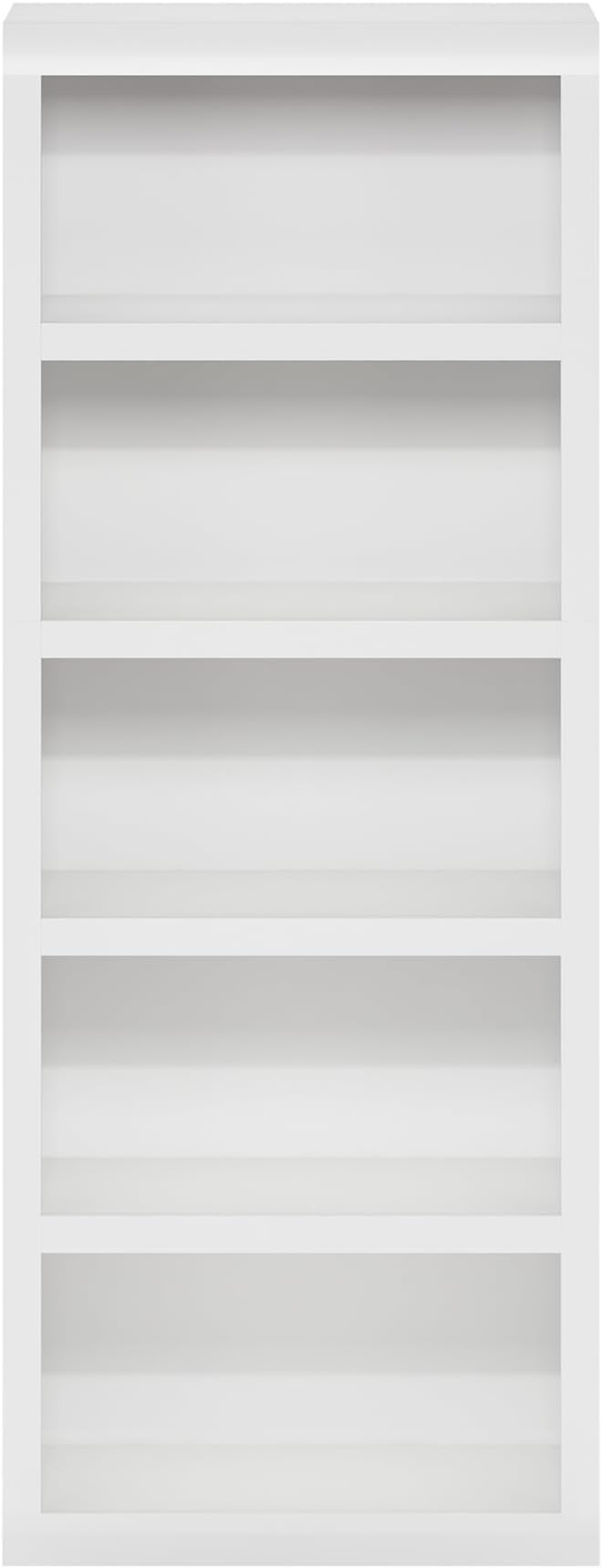 Furinno Rail 5-Tier Open Shelf Bookcase with Classic Style Edges, White