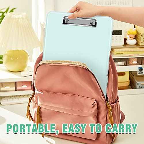 ANZNKU Clipboard with Storage 13x9.6 inches, Plastic Storage Clip Board with Side Opening, High Capacity Nursing Clip Board Foldable, Letter Size Smooth Writing for Work, Study(Light Green)