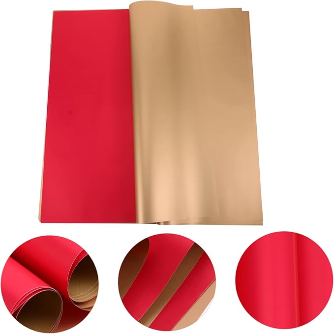 Abaodam 20Pcs Double-sided Flower Wrapping Paper Bouquet Packaging Paper for Wedding Birthday Craft DIY Floral Wrap Red and Gold