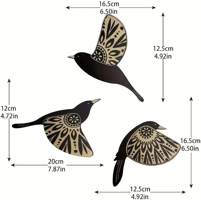 NOIAFZY 3Pcs Vintage-Style Wooden Flying Birds Wall Art Set for Home Decor Bedroom Holiday Decorations