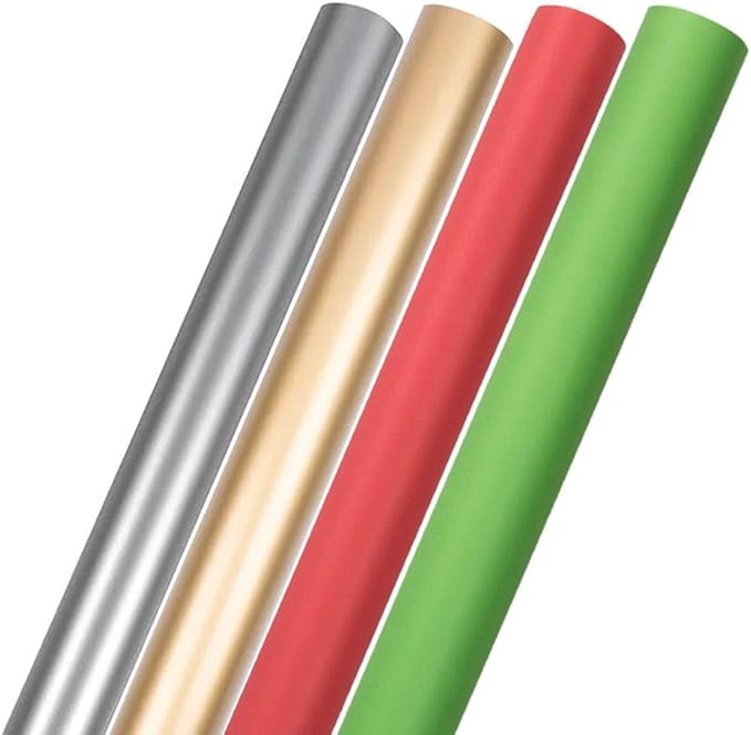 JAM Paper Gift Wrap - Matte Wrapping Paper - 100 Sq Ft Total - Assorted Matte Christmas Colors - 4 Rolls/Pack