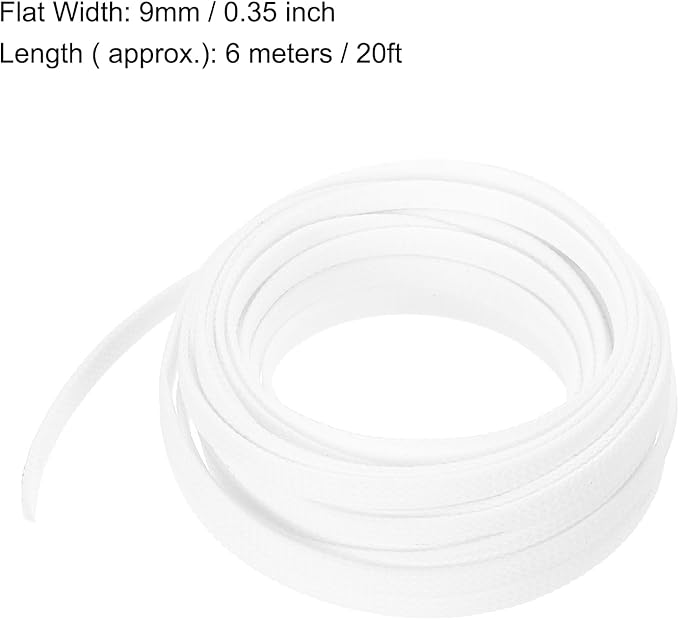 uxcell PET Expandable Sleeving 20ft 1/4" White Cable Management Sleeve Cord Organizer for Wrap Protect Cable