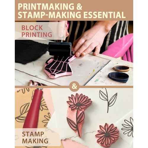 Rubber Linoleum Blocks for Printmaking: 10Pcs 4" x 6" Stamp Carving Kit - Perfect for Linocut Block Printing Supplies, Stamp Making, Craft Materials and DIY Art Projects