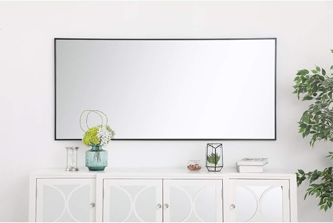 Elegant Decor Eternity 60" x 30" Contemporary Metal Frame Mirror in Black