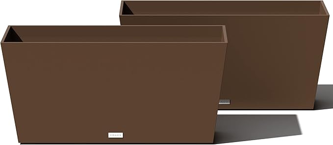 Veradek Pure Series Midori Trough Planter - Large Rectangular Planter for Indoor or Outdoor Deck/Porch | Durable All-Weather Use with Drainage Holes | Modern Decor for Shrubs, Flowers, Small Plants