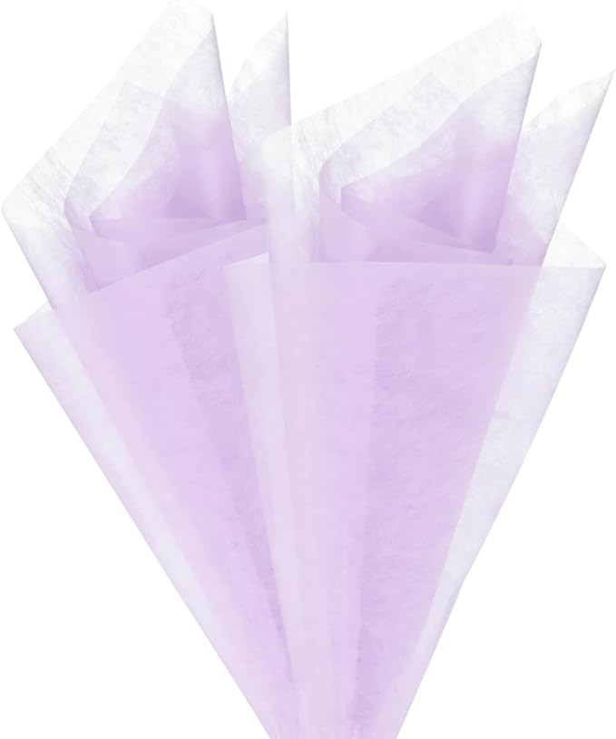 M METERXITY 152-Sheet Korean Cotton Wrapping Flower Paper, 11.8 Inch/ 30cm Waterproof Floral Wrapping Cotton Paper for Bouquets/Gift Packaging [Light Purple]