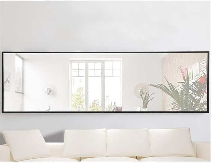 Elegant Decor Monet 60" x 18" Rectangle Metal Frame Mirror in Black
