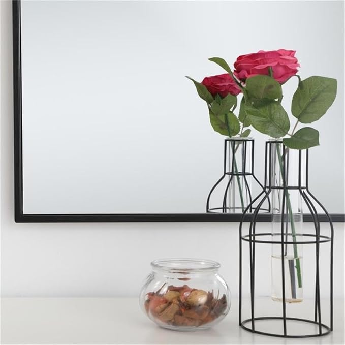 Elegant Decor Eternity 60" x 36" Contemporary Metal Frame Mirror in Black