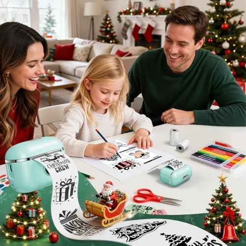 Sticker Maker for Kids, Mini Sticker Printer Printpod Pocket Portable Thermal Printer with 6-Roll Paper, Bluetooth Inkless Sticker Maker Machine for Gift, School Essentials, DIY Scrapbook, Note Taking