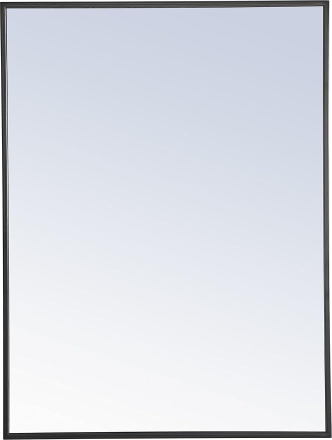 Elegant Decor Monet 32" x 24" Rectangle Metal Frame Mirror in Black