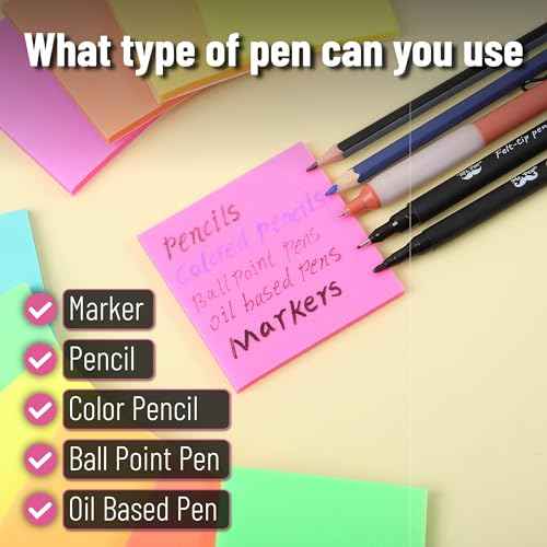 Mr. Pen- Plastic Glitter Sticky Notes, 3¡±x3¡±, 12 Pads, 600 Sheets, Vivid Palette Sticky Notes, Sticky Note, Self-Stick Note Pads