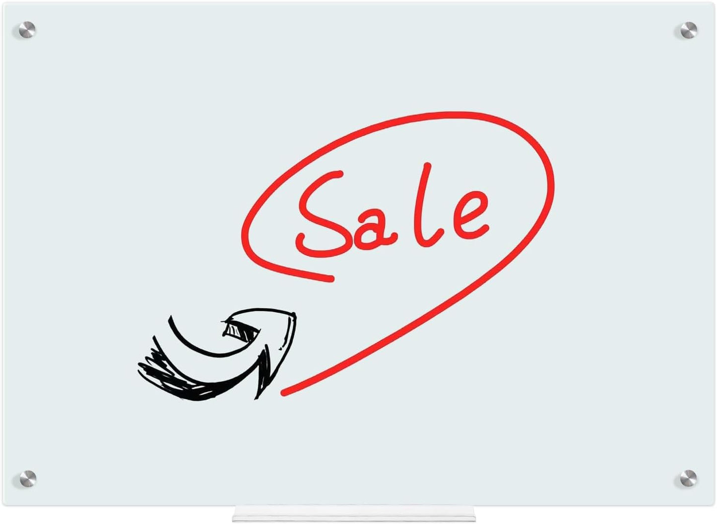 WALGLASS Magnetic Glass Whiteboard - 36"x24" Frameless Dry Erase Board for Office & School | Includes 6 Magnets & Pen Tray