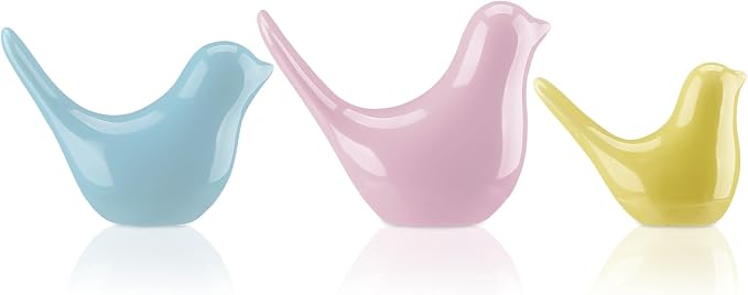 AceOrbit 3 Pcs Pastel Decor Bird Figurine Statues for Home Decoration Small Resin Birds Decor for Home Office Table Desktop Bookshelf Mantelpiece Shelf