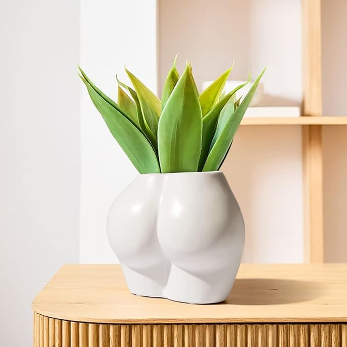 Cute Body Shaped Planter Fun Resin Plant Pots Indoor with Drainage Hole for Houseplants Succulents Small Plant, Funny Gift for Christmas/Birthday