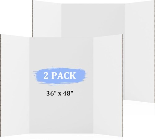 AKONEGE Trifold Poster Board - 36" x 48" White Corrugated Cardboard for Presentations & Exhibitions