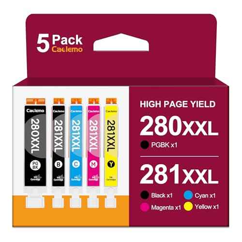 Ink 280 281XXL Ink Cartridges Compatible for Canon 281 Ink Cartridges 280XXL Ink for Canon Printers Pixma TR8620A TS9120 TS6320 TR7520 TS8220, 5 Pack