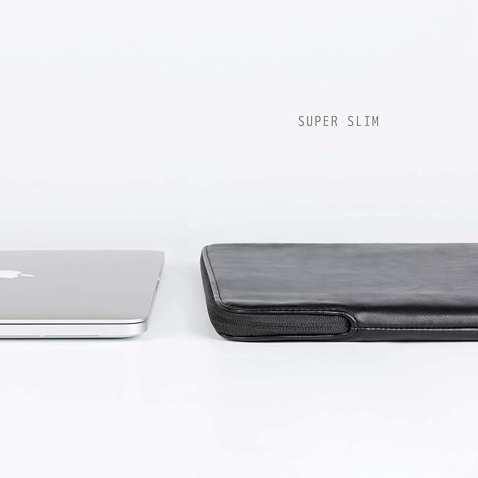 Comfyable Leather Laptop Sleeve Compatible with 16 Inch MacBook Pro M4 2024 & 15 Inch MacBook Air M4 M3 M2 2025, Black