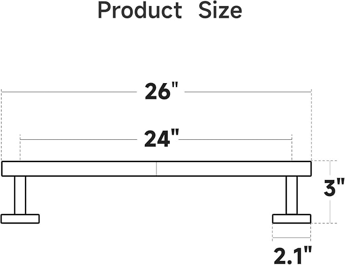 USHOWER Light Gold Towel Bar, 24-Inch Towel Racks for Bathroom Wall-Mounted, SUS304 Stainless Steel Towel Rod (Total Length 26-Inch)
