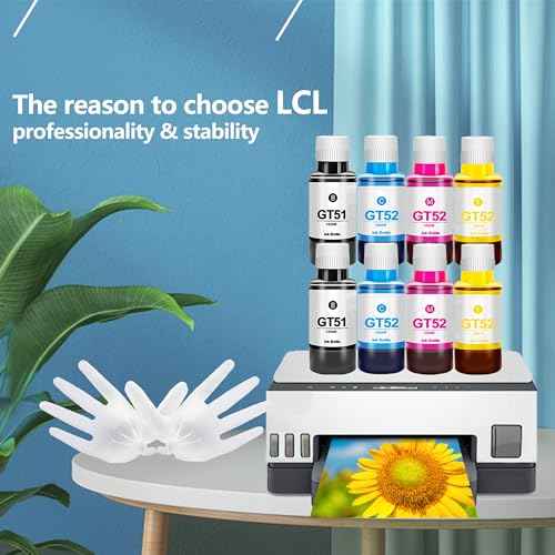 LCL Compatible Ink Bottle Replacement for GT51 GT52 GT5810 5820 5811 5821 5822 118 310 311 315 318 319 410 411 415 416 418 419 (8-Pack 2Black 2Cyan 2Magenta 2Yellow)